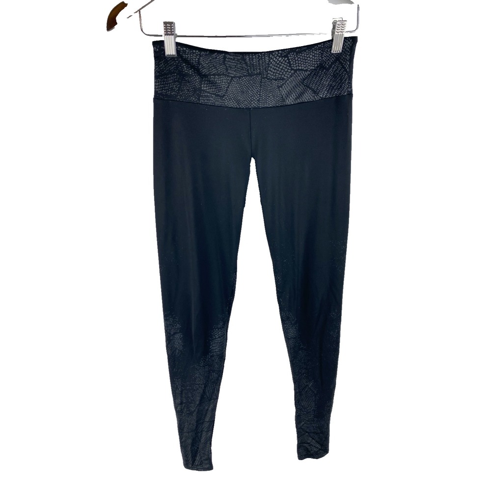 Onzie Womens S/M (26x29) Black‎ Abstract Printed Leggings Yoga Stretch
